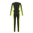 thumbnail image 4 of Yeahdor Kids Girls Metallic Color Block Long Sleeve Gymnastics Unitard Full Body Jumpsuit Athletic Dance Bodysuit Fluorescent Green 8, 4 of 7