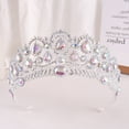 thumbnail image 2 of Nvzi Tiara de boda para novia, diadema de princesa, corona de novia, joyería para el cabello con diamantes de imitación de cristal,graduación, boda, fiesta de disfraces (rosa), 2 of 4