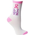 thumbnail image 2 of 60 Pairs of Pink Ribbon Breast Cancer Awareness Ankle/Crew Socks for Women (Assorted Live), 2 of 7