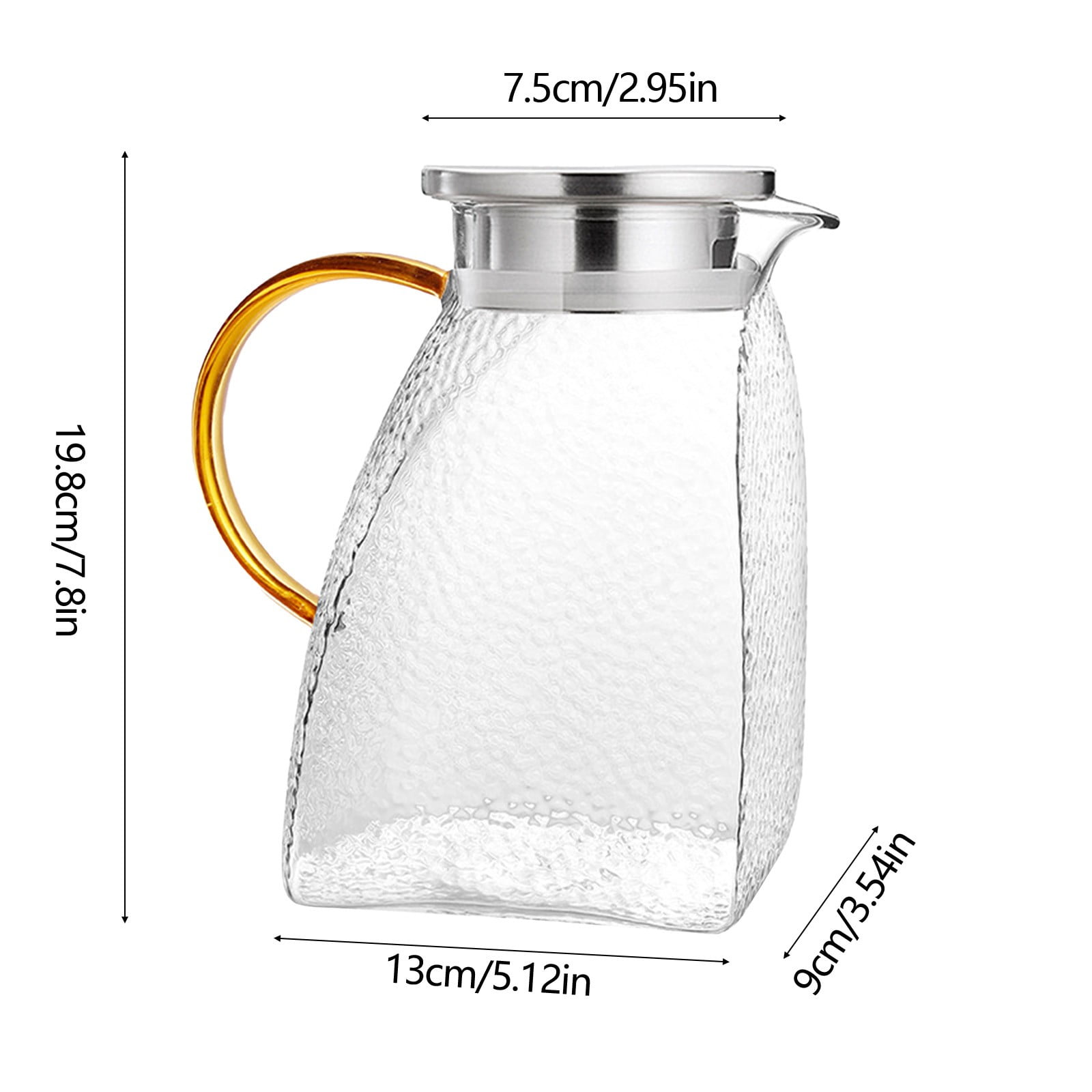 ViYW 1400ml Glass Pitcher with Lids for Fridge Glass Water Pitchers, Iced Tea Jugs for Fridge, Half Gallon Glass Water Jug for Cold Or Hot Beverages, Water,Tea, Milk