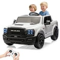 thumbnail image 1 of Powerful 24V Electric Ride-On Car for Kids – Licensed RAM 2500 2-Seater Truck with Remote Control, wireless, Spacious Bed, 3 Speeds, LED Lights, Suspension – Perfect Gift for Boys & Girls, White, 1 of 8