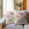 thumbnail image 6 of GZHJMY Watercolor Poppy Flower Pillow Covers - Pink Floral Throw Pillow Cases Cotton Linen 18x18 Inch Floral Pillowcases Set of 2 Green Plants Leaves Blossom Cushion Covers for Home Outdoor, 6 of 7