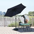 thumbnail image 3 of 9ftx8ft Double Top Round Patio Umbrella, Outdoor Market Table Centred Umbrellas with Crank and Tilt, 6 Sturdy Ribs, 3 of 8
