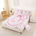 thumbnail image 2 of Manfei Cute Pink Bow Full Size Sheets For Girls,Letter F Monogram Bed Sheets For Kids,4 Pieces, 2 of 6