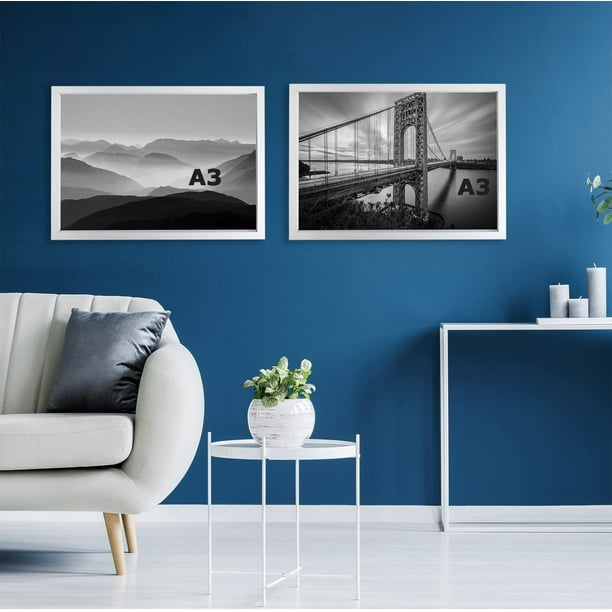 3pcs cadre d'affiche en bois blanc avec cadre photo avant en plexiglas cadre  photo pour montage mural (bois noir, 15x21, lot de 1) 