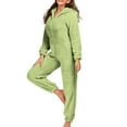 thumbnail image 6 of Onesie Pajama Sets for Women Hooded Zipper Plush Jumpsuit Soft Winter Warm Rompe Sleepwear with Cute Ears (S, Green), 6 of 9