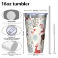 thumbnail image 4 of 16oz Tumblers Multicolor Christmas Deer Pattern Stainless Steel Vacuum Insulated Double Wall Travel Tumbler Cups Mug with Lid and Straw,Cleaning Brush for Coffee,Tea, 4 of 4