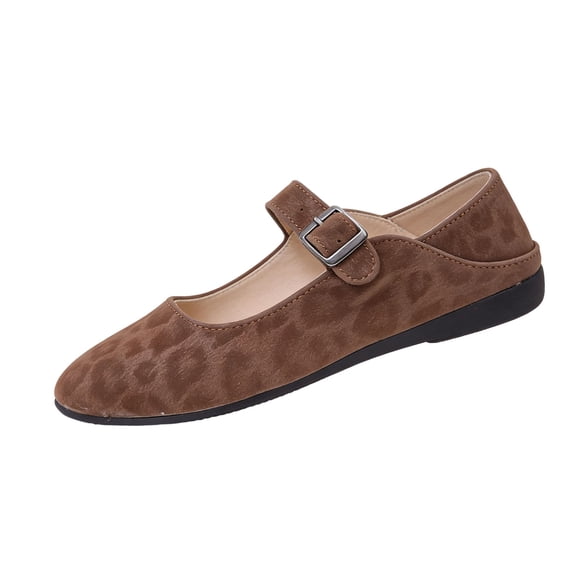 Domuza Mary Jane Shoes for Women Slip on Dressy Ballerina Flats Shoes for Women 2026 Trendy Non-Slip Shoes for Work Office Casual Coffee 7.5(EU-39)