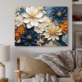 thumbnail image 2 of Designart "Silver Aqua Floral Tiles" Abstract Botanicals Metal Art Living Room, 2 of 5