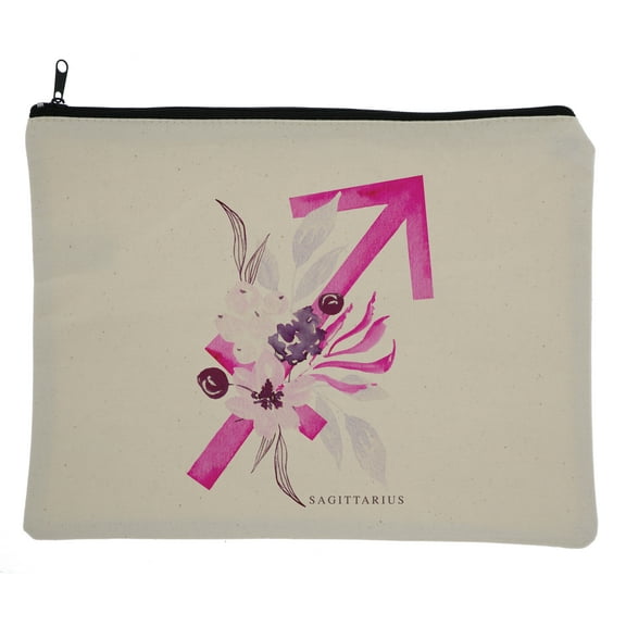 Hey You, Love 10.75x8.25" Cotton Zodiac Sign Makeup Bag