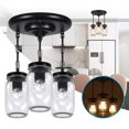 thumbnail image 2 of Ridgeyard Farmhouse Black 3-Lights Mason Jar Ceiling Pendant Light for Kitchen Island, Hallway, Dining Room - 1 Pack, 2 of 14