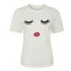 thumbnail image 3 of Pntutb Camiseta de manga corta con estampado de expresión de pestañas divertida informal para mujer Pntutb Pntutb-4332, 3 of 6