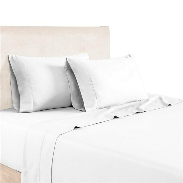 Benjara BM231583 Tulsa 1200 Thread Count Tri Blend Simple Sheet Set&44; Blanc - 4 Pièces