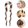 thumbnail image 3 of Unique Bargains 1 Pc Hair Pin U-shaped Hair Accessories 3.94"x1.18" Transparent White Dark Brown, 3 of 5