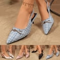 thumbnail image 2 of Kitten Heels for Women Trendy Metal Chain Pointed Closed Toe Slingback Sandals Elegant Party Prom Dress Shoes Black Size 7.5, 2 of 7