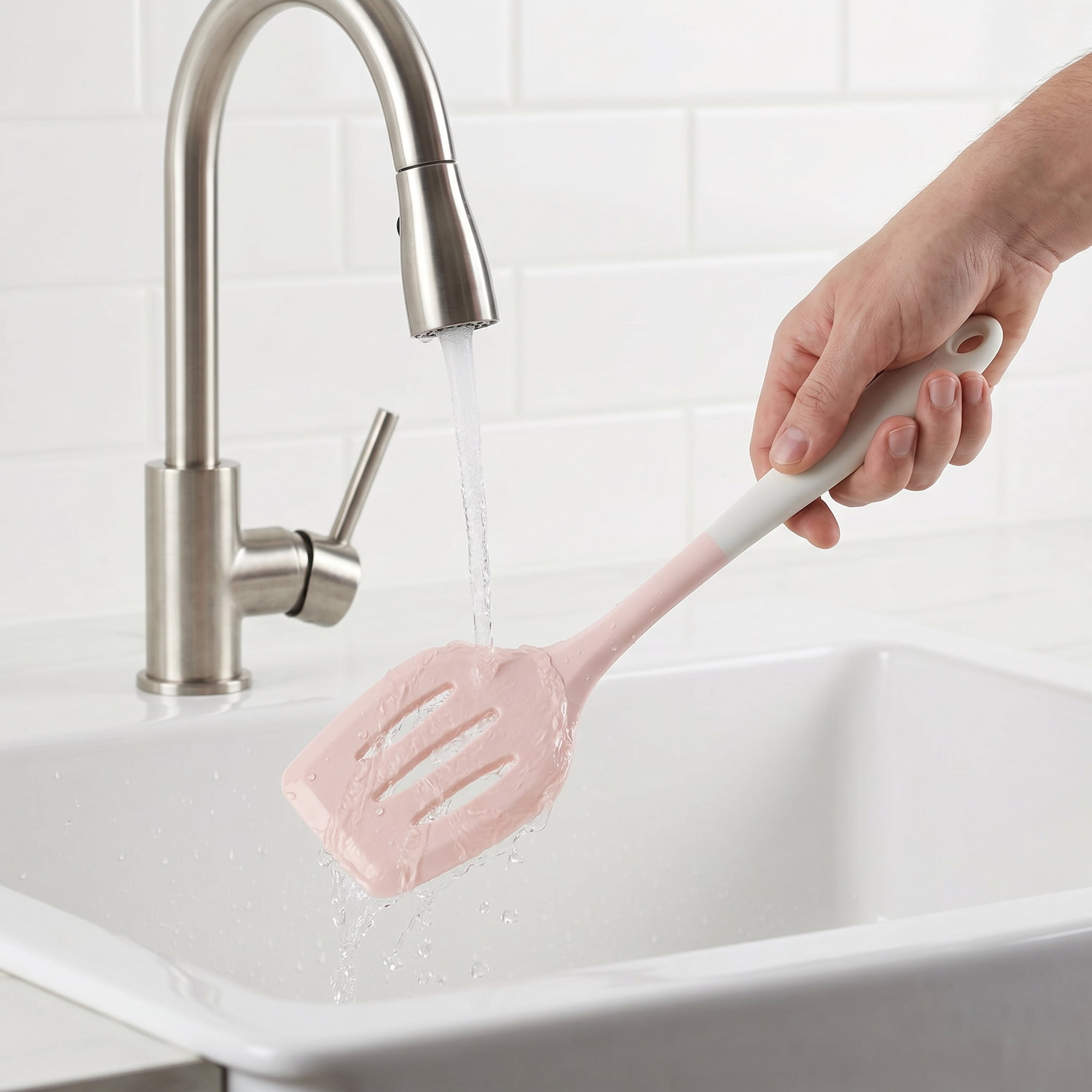 Unique Bargains Kitchen Utensils Heat-Resistant Safe Spatula for Frying Pink 12x3.1 inch