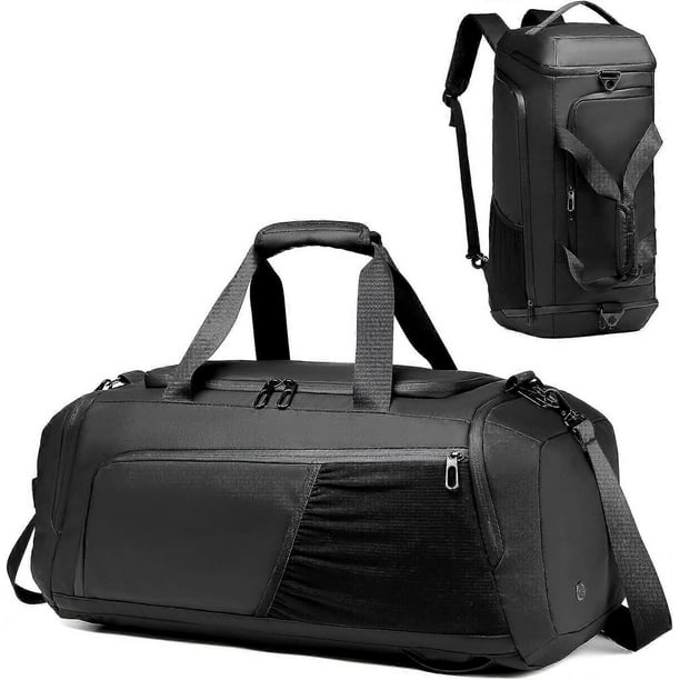 Gym Duffle Bag Waterproof Sports Duffel Bags Travel Weekender Bag for Men Women Overnight Bag with Shoes Compartment Black