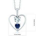 thumbnail image 2 of 925 Sterling Silver Sky Blue Aquamarine Blue Created Sapphire and White Diamond Pendant Necklace for Women (0.92 Cttw, Gemstone March Birthstone, Heart 5MM and 4MM, with 18 inch Silver Chain), 2 of 3