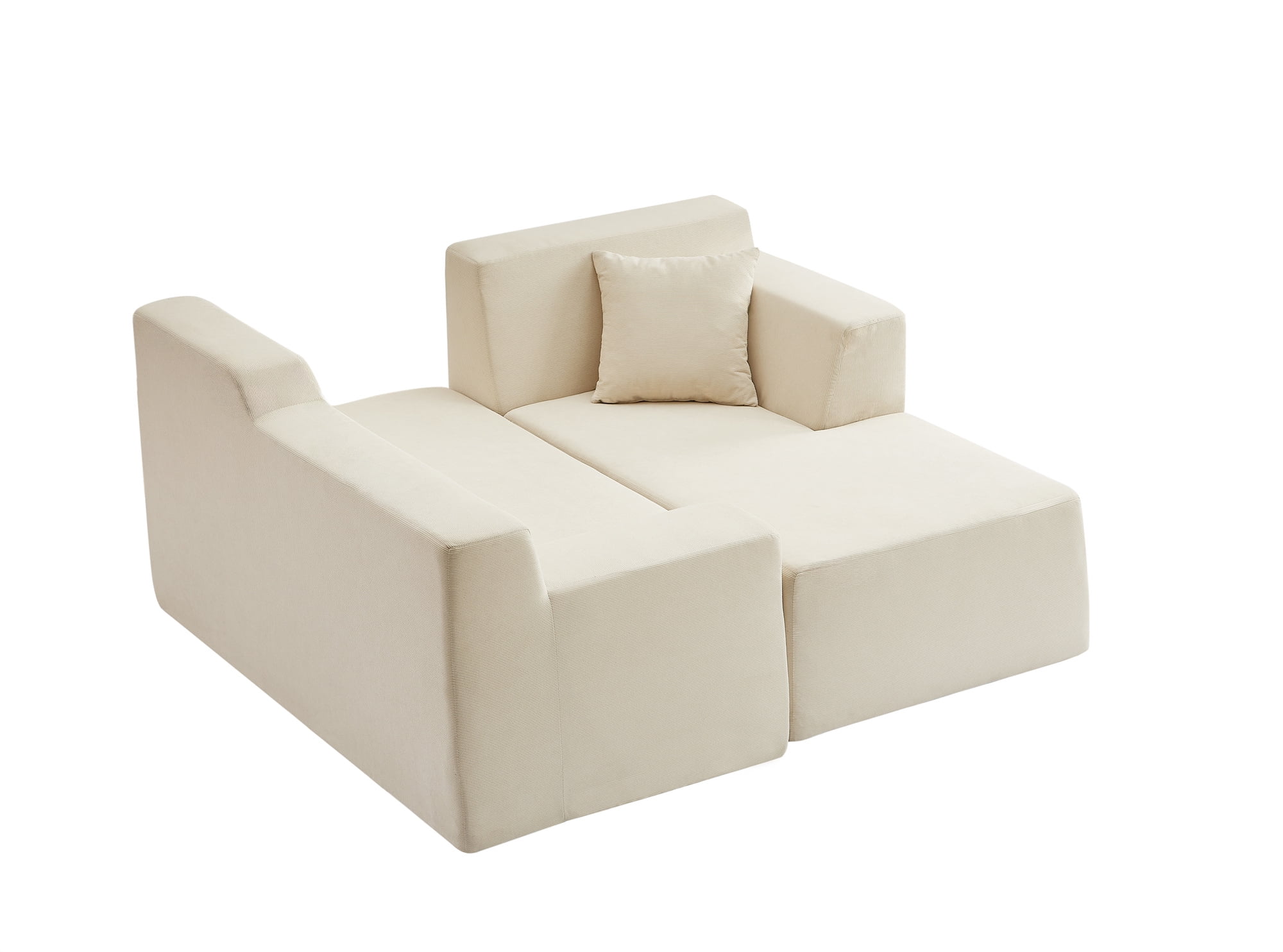 Aukfa 97" Cloud Sectional Sofa Trapezoid Boneless Couch Modular Sofa Bed for Living Room, Right Chaise, Beige