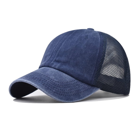 TOPTIE Baseball Cap Washed Cotton Mesh Back Unisex Adjustable Vintage Low Profile-Navy