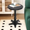 thumbnail image 3 of Round Wood Pedestal Side Table - Vintage Accent Nightstand for Living Room, Bedroom (Black), 3 of 10