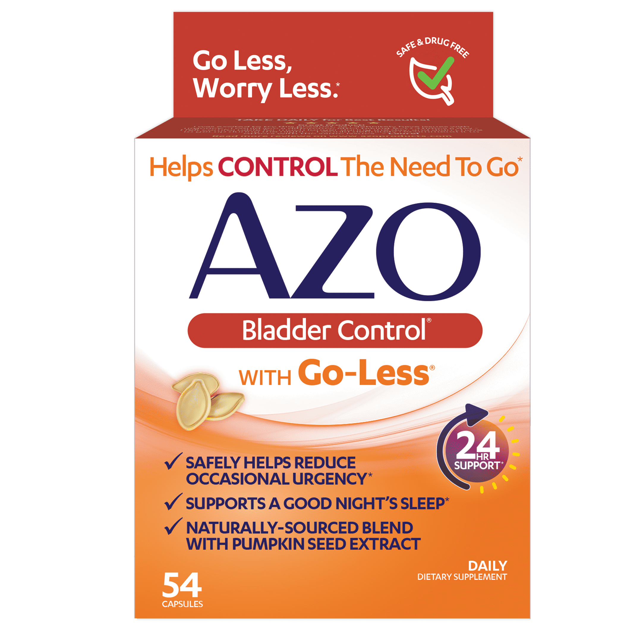 AZO Bladder Control Dietary Supplement with Go-Less, 54 Ct