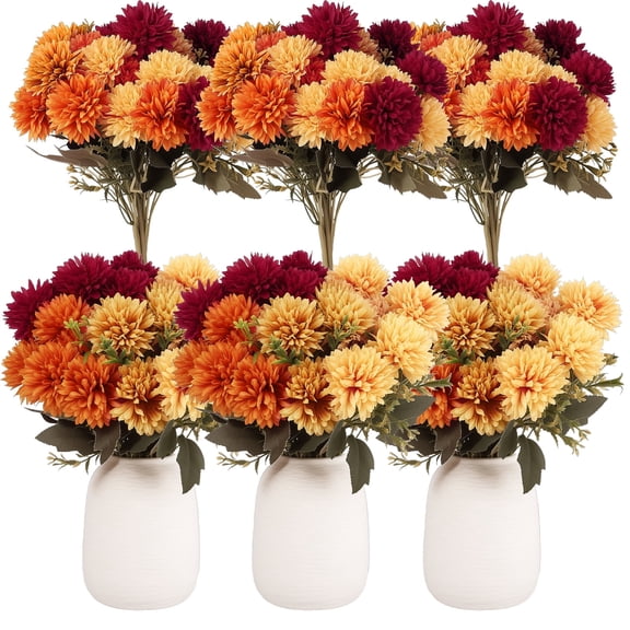 Armscye 12 Bundles Artificial Fall Flowers, Faux Silk Mums with Stems Bouquets, Fake Flowers for Graduation 2026 Decor, Grad Party Centerpieces & Commencement Arrangements