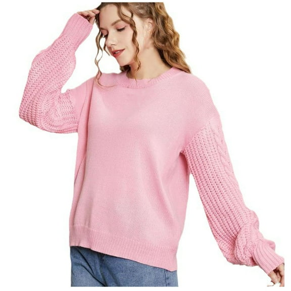 KBKYBUYZ Women Sweaters Long Sleeve, Women Stylish Solid Casual Round Neck Loose Long Sleeve Sweater On Sale