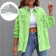 thumbnail image 2 of RXMEKW Chemises pour Femmes Décontractées, Veste en Denim de Couleur Unie avec Capuche Amovible, 2 of 9