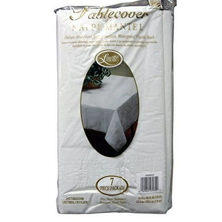Linette 7 Piece 3Ply Table Cover Linette Absorbent Waterproof Plastic Back White