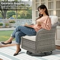 thumbnail image 4 of PPorfamilia 6 Piece PE Rattan Patio Conversation Sofa Sets, Outdoor Sectional Furniture Sets with Rocking Swivel Chairs and Ottomans, Beige Cushions, 4 of 9