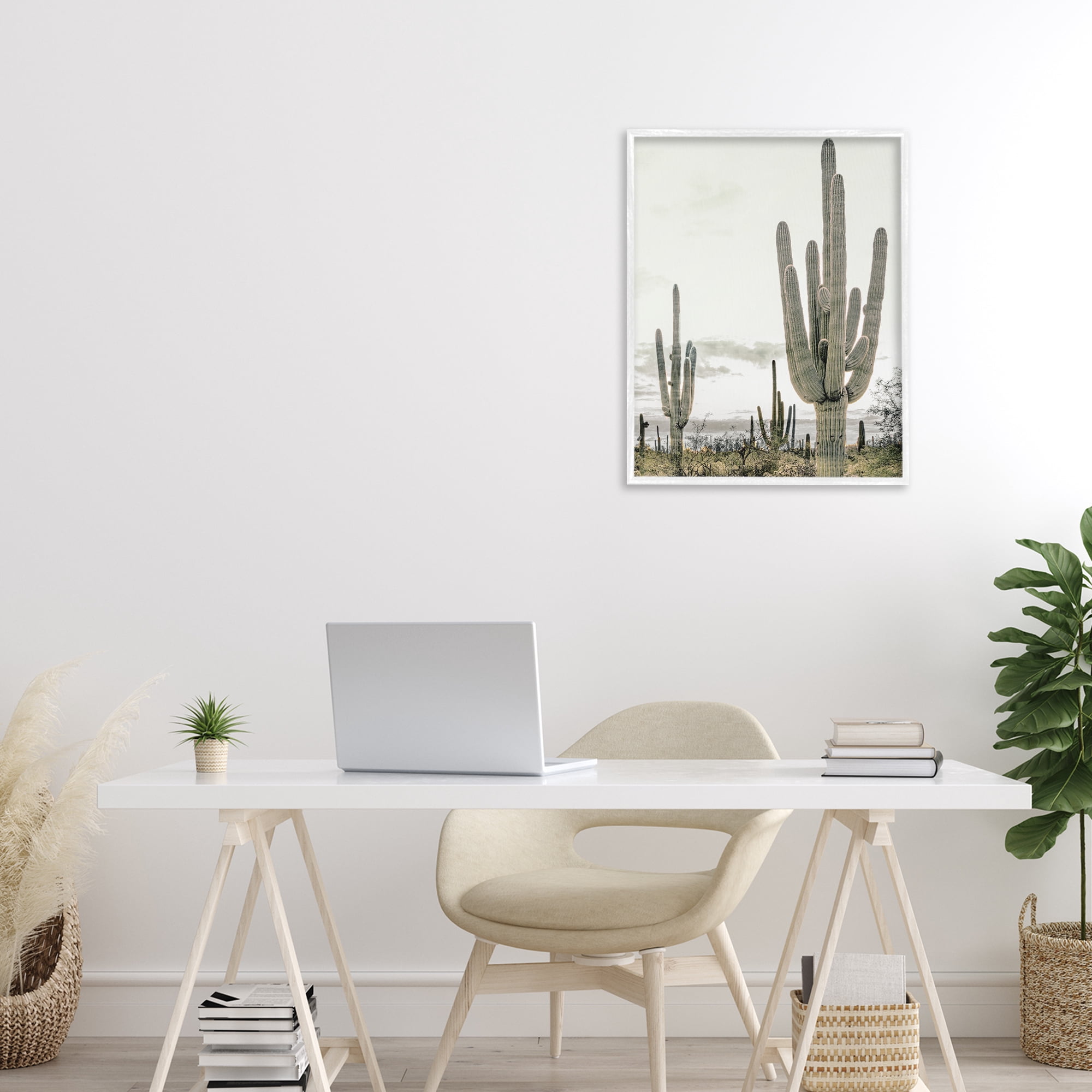 Stupell Industries Subdued Desert Cacti White Framed Giclee Art, design by Kim Allen