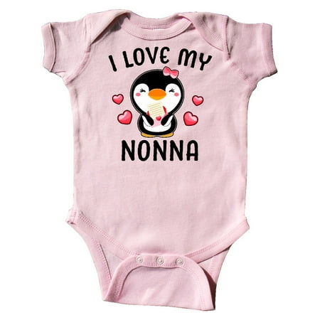 

Inktastic I Love My Nonna with Cute Penguin and Hearts Gift Baby Girl Bodysuit
