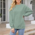 thumbnail image 2 of Breezora Comfortable Long Sleeve Crew Neck Top for Women Fall Fashion Loose Fit Soft Touch Loungewear Everyday Casual Wear L Size Green, 2 of 4