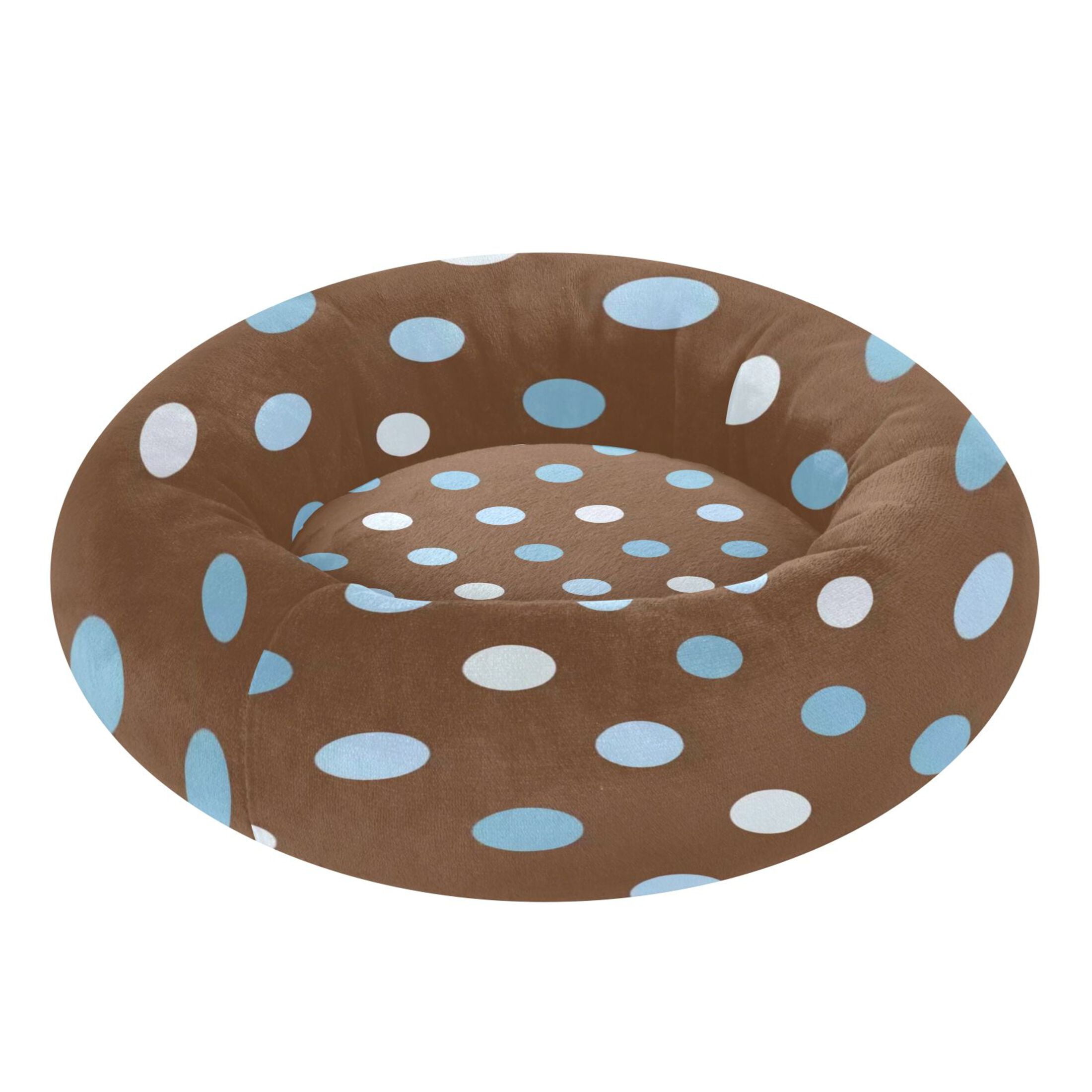 Iauyy Pet Couch Donut Cat Bed for Indoor Cats/Small Dogs Washable & Machine with Non-slip Bottom Calming Cat Furniture, Dot-shaped Brown (M)