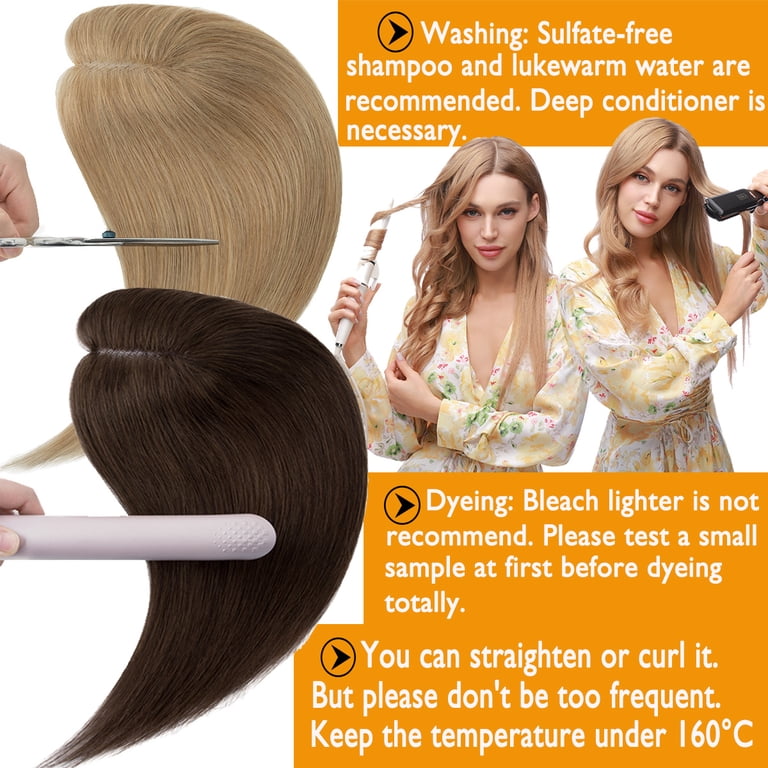 Real Human Hair Topper 12 Inch 35g Clip In Silk Base For Thinning Hair Clip In 100% Real Human Hair Topper Hairpiece Toupee Top  main image 3