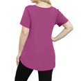 thumbnail image 4 of Mlqidk Womens Plus Size Summer Tops Fashion Womens Tops 4x Plus Size Crew Neck Short Sleeve T Shirts Plus Women Solid Color Dressy Casual Tee Shirts Loose Fit Summer Outfits Purple Pink 3XL, 4 of 5