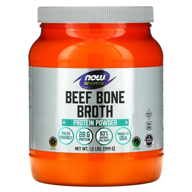 Now Foods Sports, Beef Bone Broth, Protein Powder , 1.2 lbs (544 g