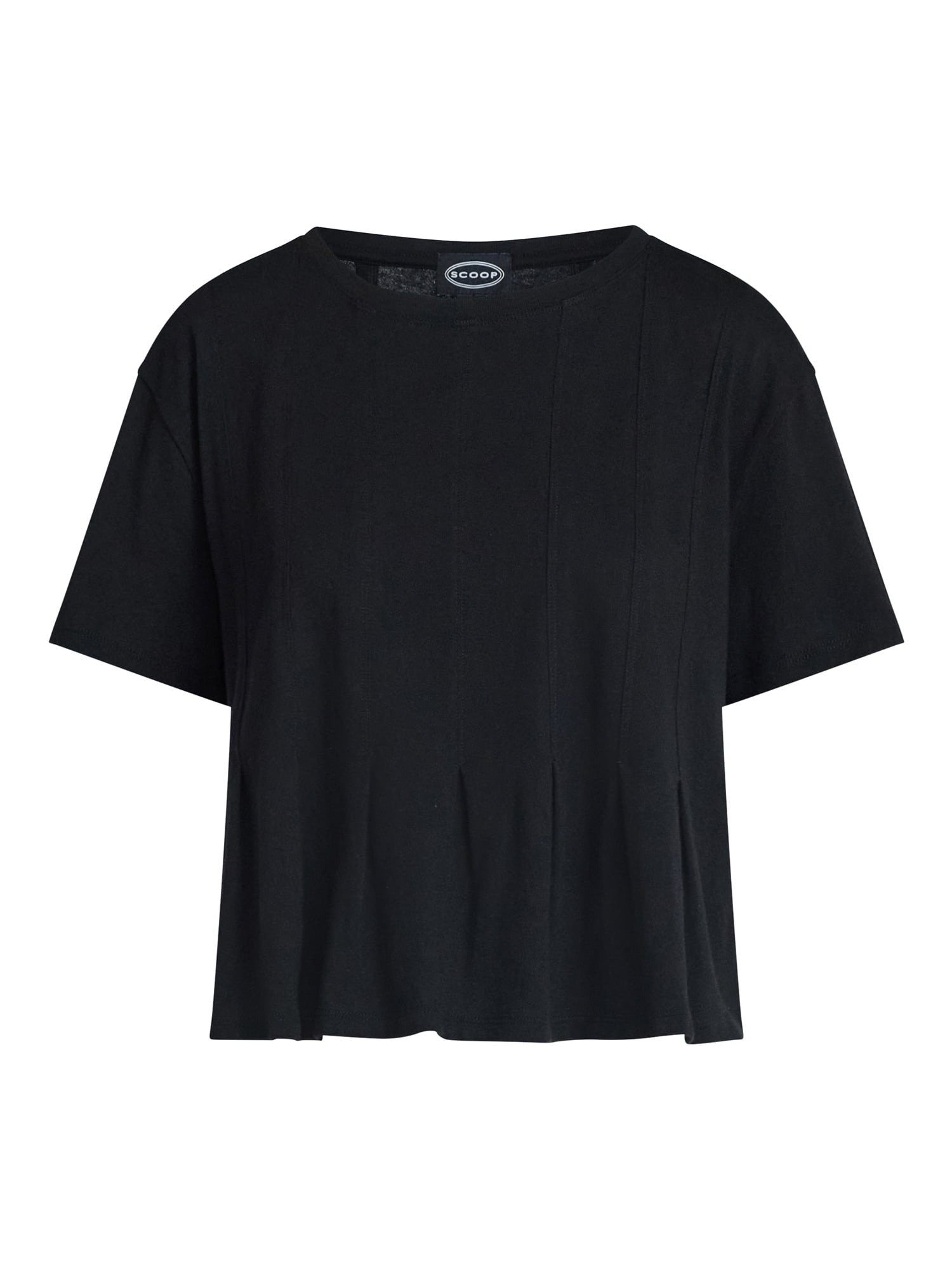Scoop Women’s and Women's Plus Pleated Cropped Cotton Tee, Sizes XS-4X