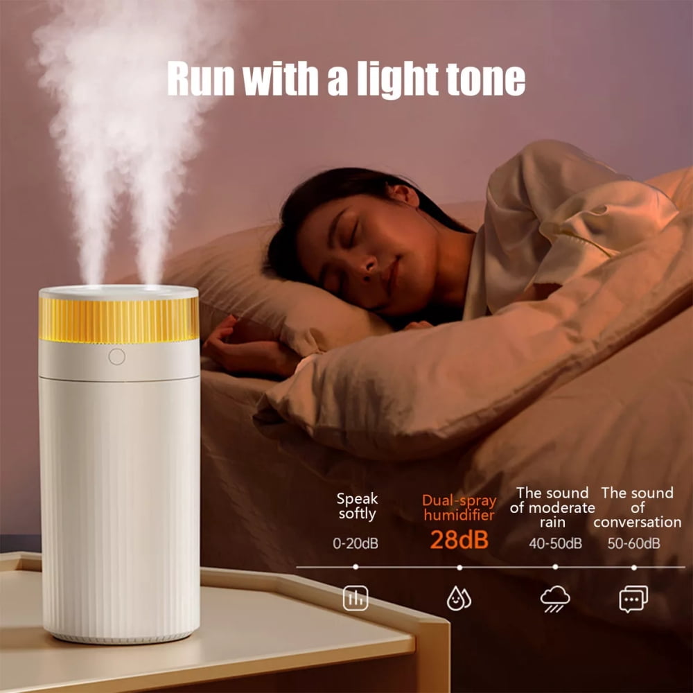 Raistyw Humidifiers for Bedroom Baby, 1.2L Cool Mist Humidifier with Night Light, 28 dB Quiet Ultrasonic Air Humidifier for Large Room, White