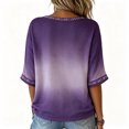 thumbnail image 4 of Women Purple Ribbon Hummingbird Print V Neck 3/4 Sleeve T-Shirt Alzheimer Awareness Floral Casual Loose Fit Blouses, 4 of 4
