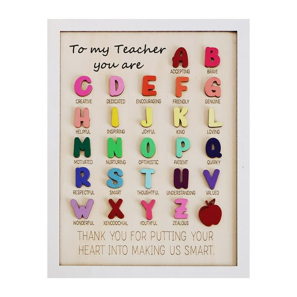 Regalo de madera en agradecimiento al profesor, grabado, personalizado, rústico, para preescolar, escuela primaria, regalos de agradecimiento