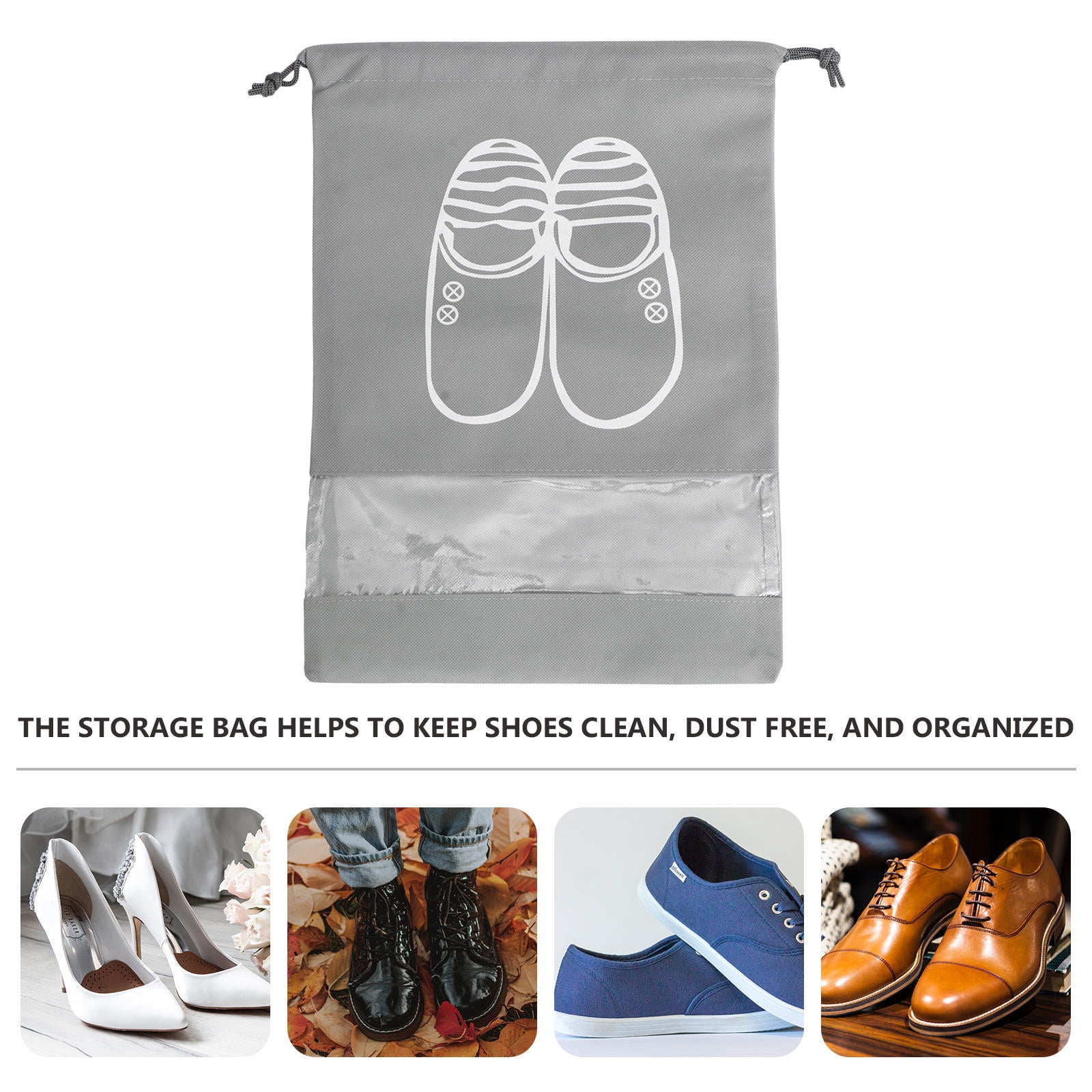 HONMEET 10-Pack Travel Shoe Bags, Breathable Non-Woven Portable Storage Pouches for Luggage, Shoes, and Travel Essentials