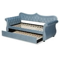 thumbnail image 2 of Baxton Studio Abbie Light Blue Velvet Upholstered and Crystal Tufted Twin Daybed with Trundle, 2 of 12
