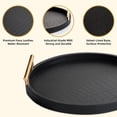 thumbnail image 3 of MODE HOME Set of 2 Black Crocodile Leather Round Trays, Decorative Wood Ottoman Serving Trays with Metal Handles for Coffee Table & Home Accents, 3 of 7