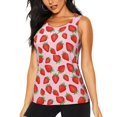 thumbnail image 1 of Balery Strawberries Camiseta sin mangas estampada ligera para mujer, tops de entrenamiento sin mangas, camisetas de yoga transpirables de secado rápido.-Small, 1 of 7