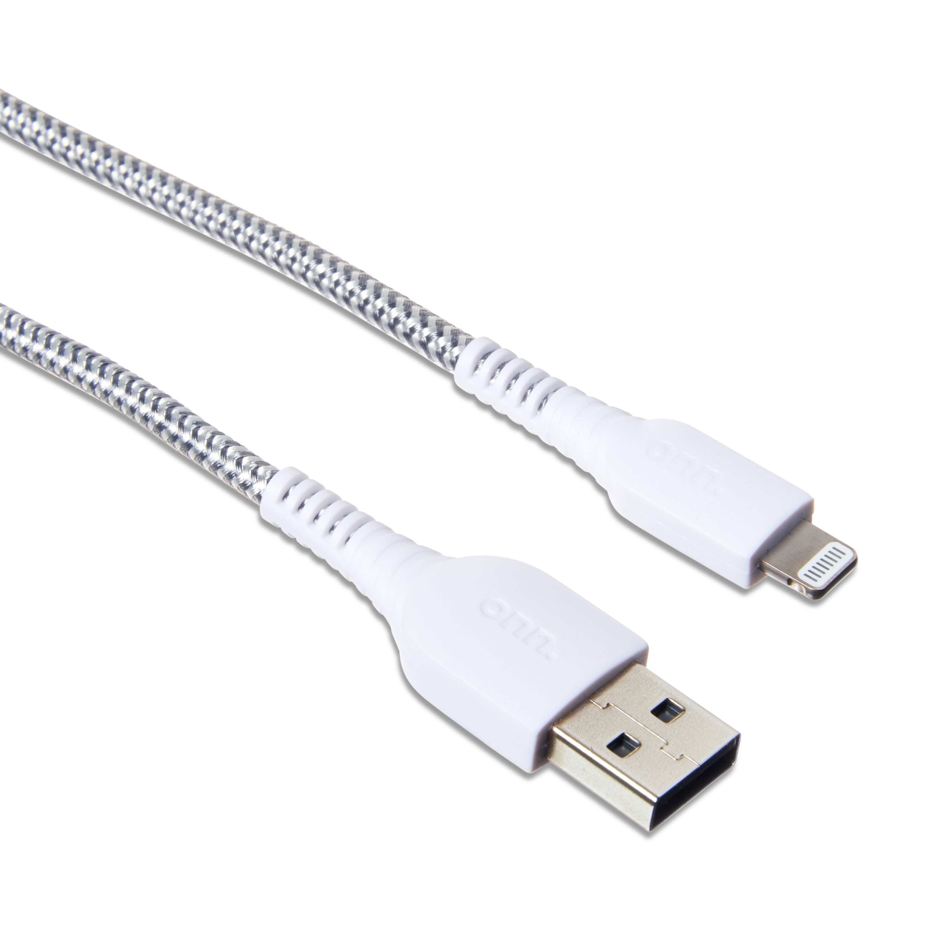 onn. Lightning to USB Cable, Chevron White, 6'