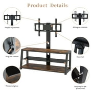 Modern TV Stand for TVs up to 32-65 inch, Universal Swivel Floor TV Stand with Storage, Height Adjustable Entertainment Center Stand, Mounted TV Table Media Console, Holds up to 110 lbs, D4637