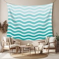 thumbnail image 2 of Geometric Turquoise Ombre Tapestry for Bedroom Wall Hanging Tapestry,Modern Gradient White Ocean Striped Ceiling Backdrop Tapestries Poster Blanket Wall Decor for Teens Room Living Room 59" x 90", 2 of 8