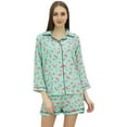 thumbnail image 2 of Bimba Mint Green Button-Down Shirt With Elastic Waist Shorts 2 Pcs Night Set - 10, 2 of 5